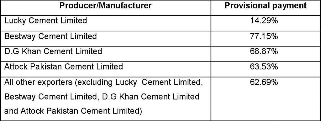 Provisional anti-dumping duties imposed on Portland cement
